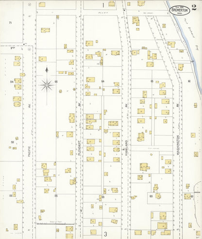 Sanborn Fire Insurance Map from Bremerton, Kitsap County, Washington (1904), Sheet #0002 - Complete Map Set gallery image, historic Sanborn map, vintage wall art, Washington Washington