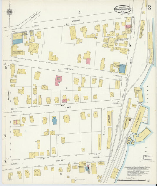 Sanborn Fire Insurance Map from Hammondsport, Steuben County, New York (1913), Sheet #0003 - Historic Sanborn Fire Insurance Map Print, vintage old map wall art, antique decor, genealogy gift, New York New York map