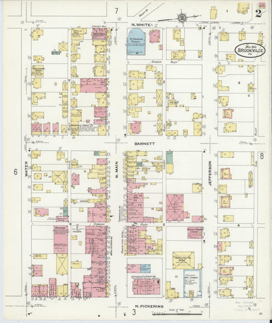 Sanborn Fire Insurance Map from Brookville, Jefferson County, Pennsylvania (1910), Sheet #0002 - Historic Sanborn Fire Insurance Map Print, vintage old map wall art, antique decor, genealogy gift, Pennsylvania Pennsylvania map