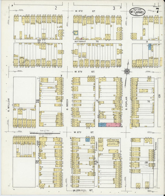 Sanborn Fire Insurance Map from Mount Carmel, Northumberland County, Pennsylvania (1920), Sheet #0007 - Historic Sanborn Fire Insurance Map Print, vintage old map wall art, antique decor, genealogy gift, Pennsylvania Pennsylvania map
