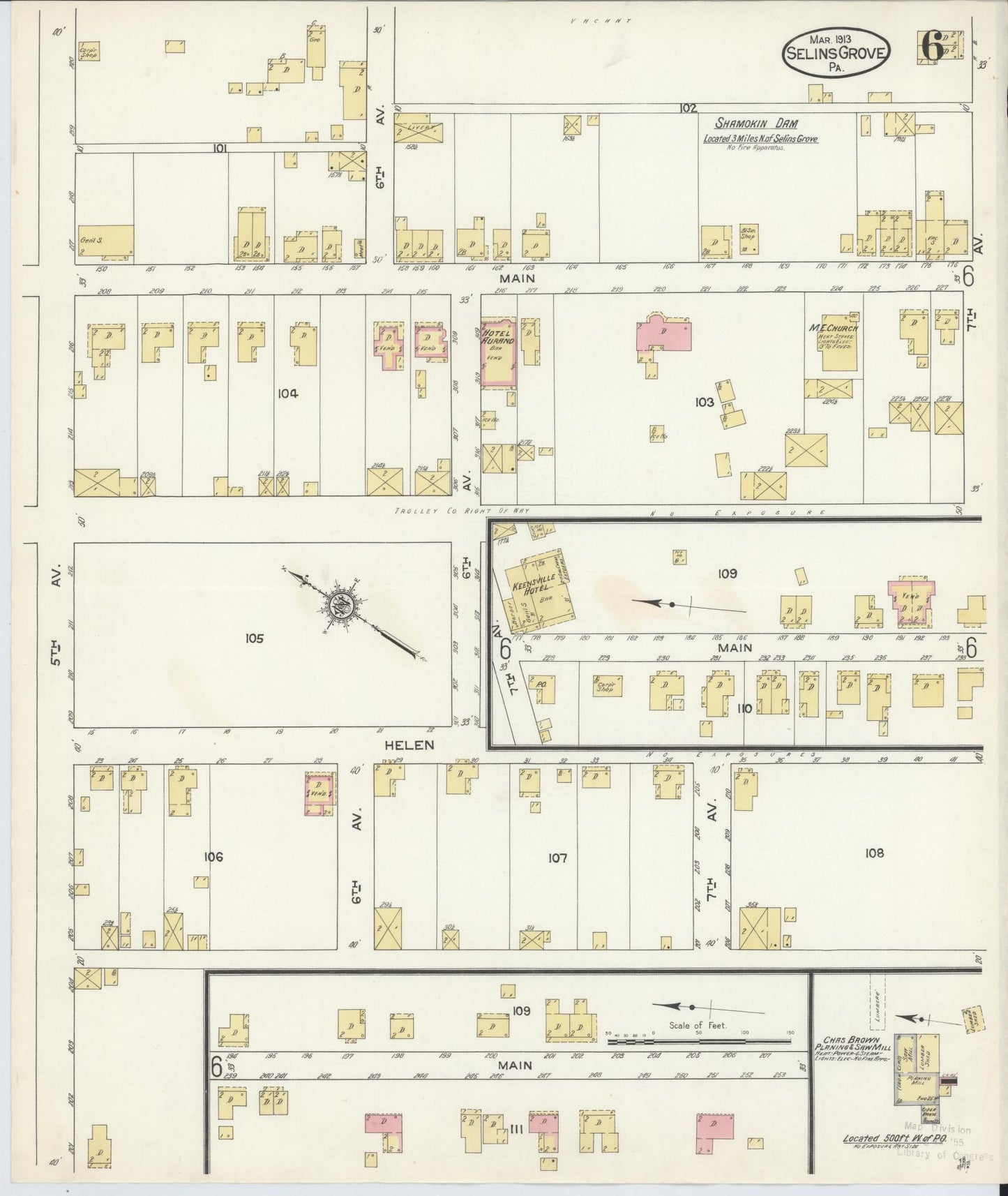 Sanborn Fire Insurance Map from Selins Grove, Snyder County, Pennsylvania (1913), Sheet #0006 - Complete Map Set gallery image, historic Sanborn map, vintage wall art, Pennsylvania Pennsylvania