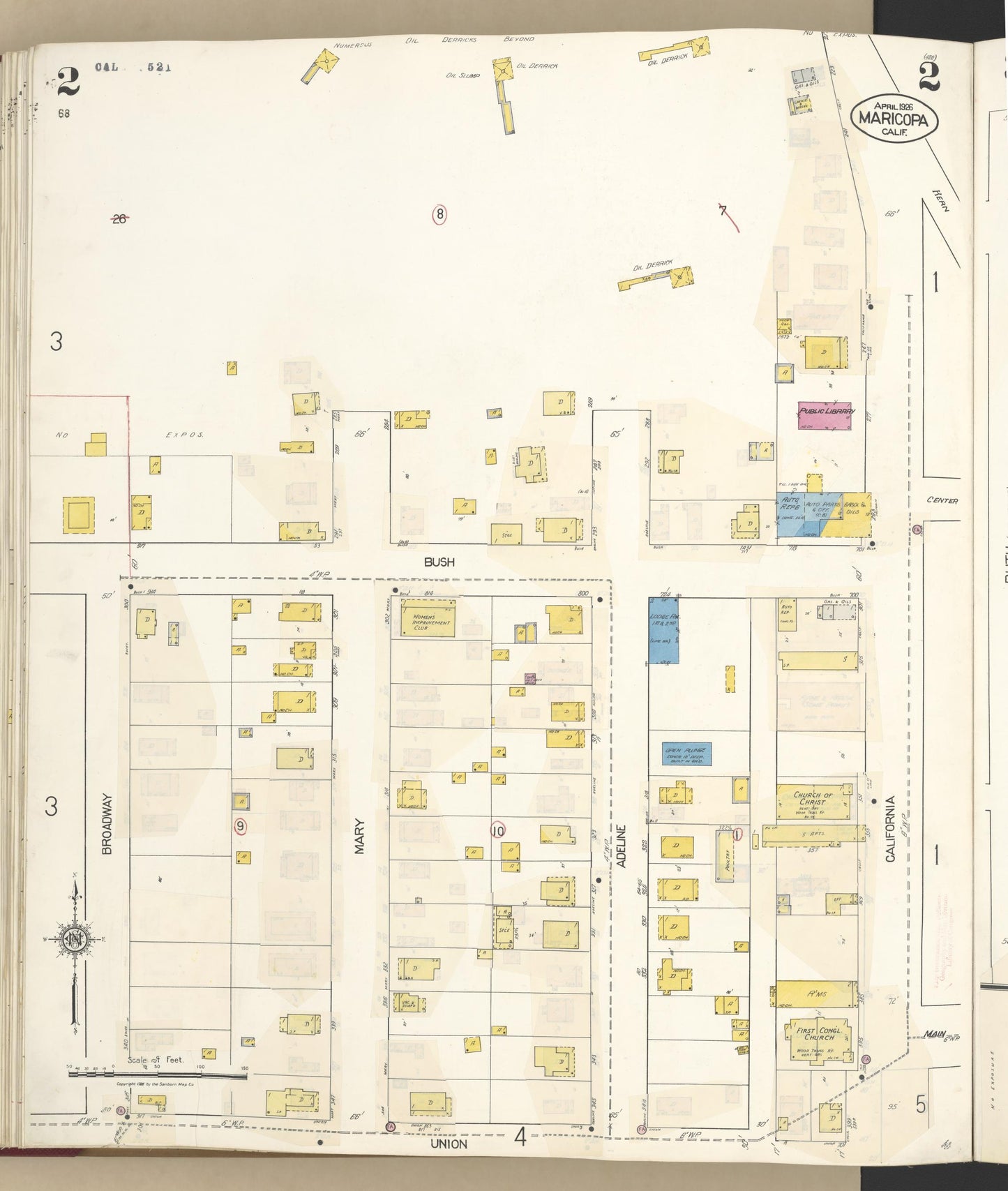 Sanborn Fire Insurance Map from Maricopa, Kern County, California (1942), Sheet #0002 - Complete Map Set gallery image, historic Sanborn map, vintage wall art, California California