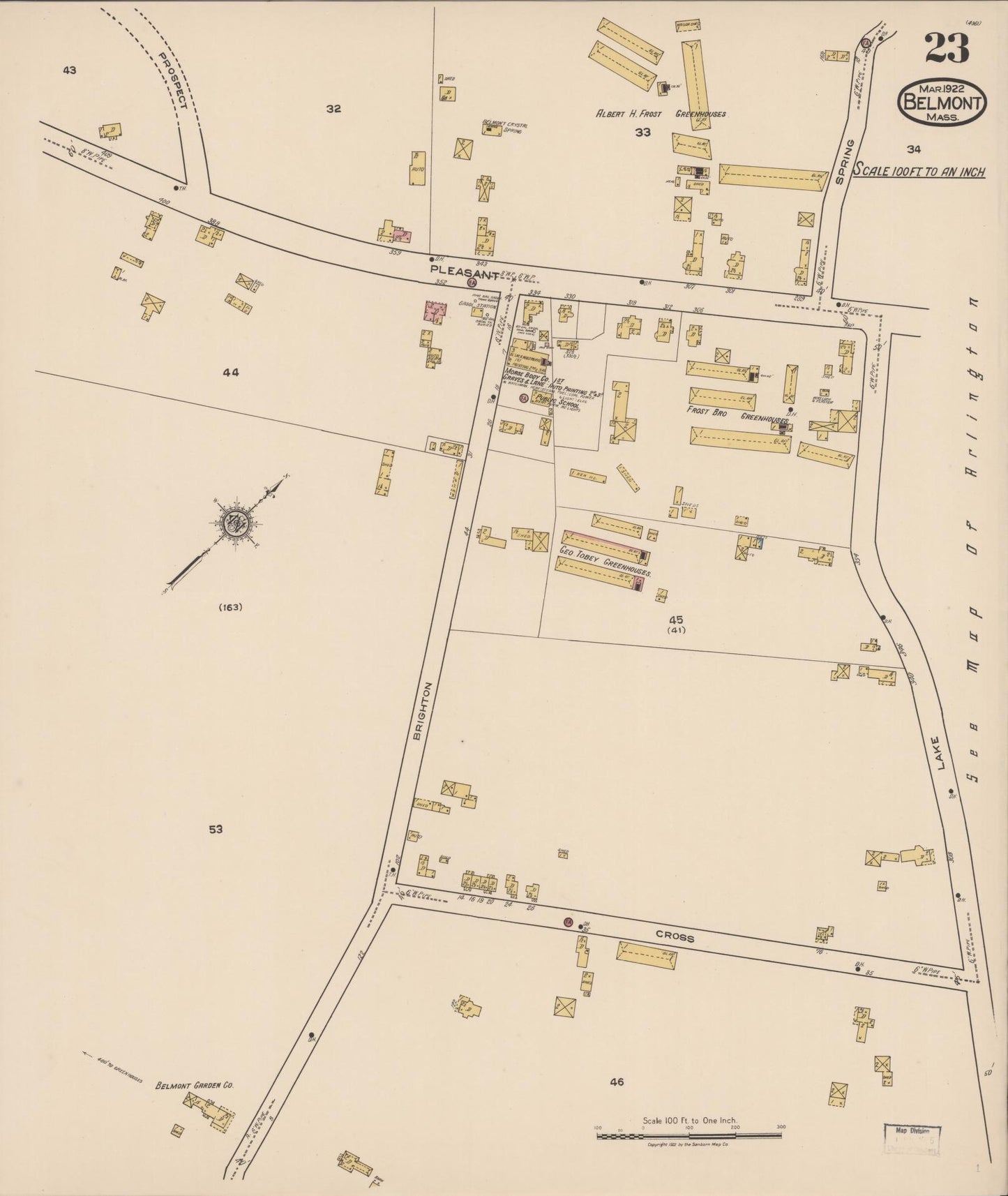 Sanborn Fire Insurance Map from Belmont, Middlesex County, Massachusetts (1922), Sheet #0023 - Complete Map Set gallery image, historic Sanborn map, vintage wall art, Massachusetts Massachusetts