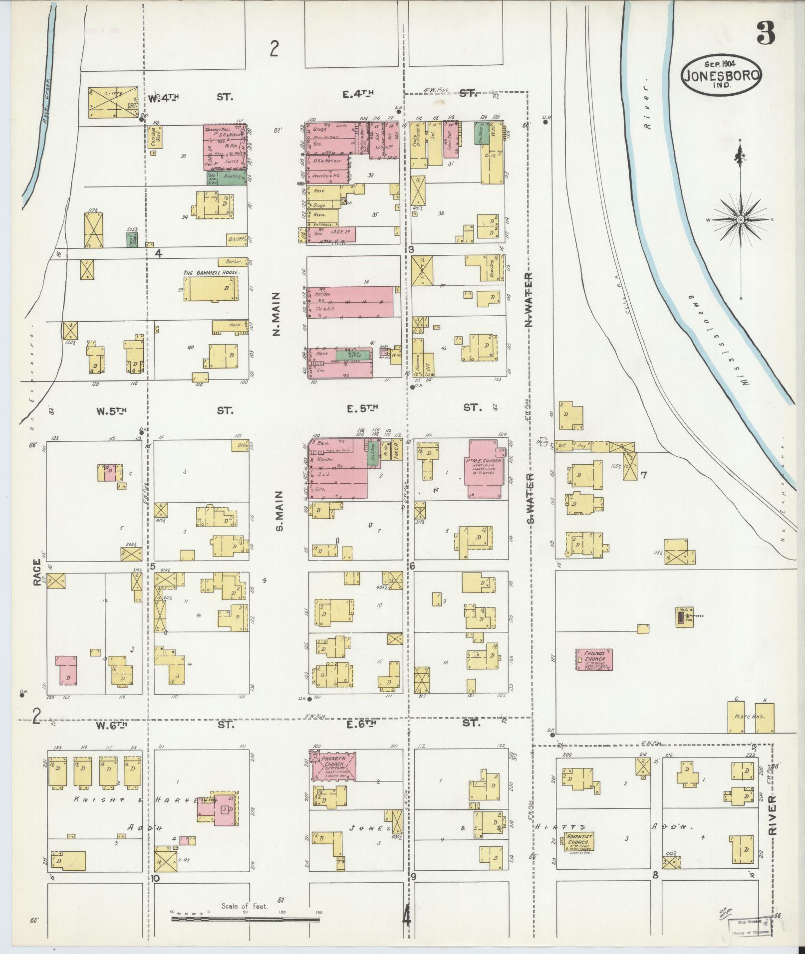 Sanborn Fire Insurance Map from Jonesboro, Grant County, Indiana (1904), Sheet #0003 - Complete Map Set gallery image, historic Sanborn map, vintage wall art, Indiana Indiana