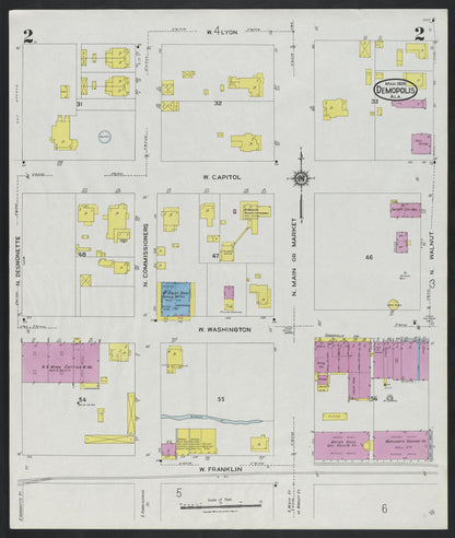 Sanborn Fire Insurance Map from Demopolis, Marengo County, Alabama (1924), Sheet #0002 - Complete Map Set gallery image, historic Sanborn map, vintage wall art, Alabama Alabama