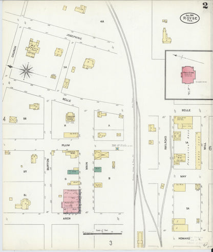 Sanborn Fire Insurance Map from Royse City, Rockwell County, Texas (1906), Sheet #0002 - Historic Sanborn Fire Insurance Map Print, vintage old map wall art, antique decor, genealogy gift, Texas Texas map