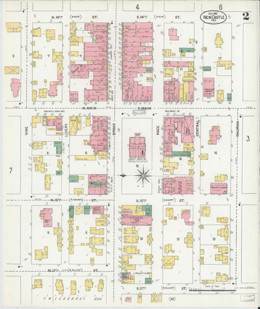 Sanborn Fire Insurance Map from New Castle, Henry County, Indiana (1901), Sheet #0002 - Historic Sanborn Fire Insurance Map Print, vintage old map wall art, antique decor, genealogy gift, Indiana Indiana map