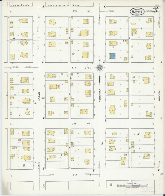 Sanborn Fire Insurance Map from Wayne, Wayne County, Nebraska (1921), Sheet #0003 - Historic Sanborn Fire Insurance Map Print, vintage old map wall art, antique decor, genealogy gift, Nebraska Nebraska map