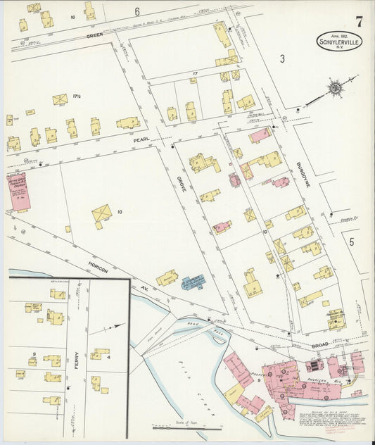 Sanborn Fire Insurance Map from Schuylerville, Saratoga County, New York (1912), Sheet #0007 - Historic Sanborn Fire Insurance Map Print, vintage old map wall art, antique decor, genealogy gift, New York New York map