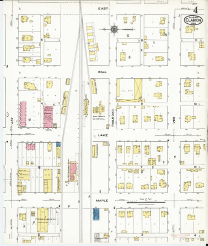 Sanborn Fire Insurance Map from Clarion, Wright County, Iowa (1921), Sheet #0004 - Historic Sanborn Fire Insurance Map Print