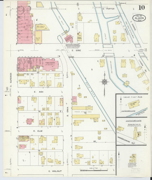 Sanborn Fire Insurance Map from Albion, Calhoun County, Michigan (1913), Sheet #0010 - Historic Sanborn Fire Insurance Map Print, vintage old map wall art, antique decor, genealogy gift, Michigan Michigan map