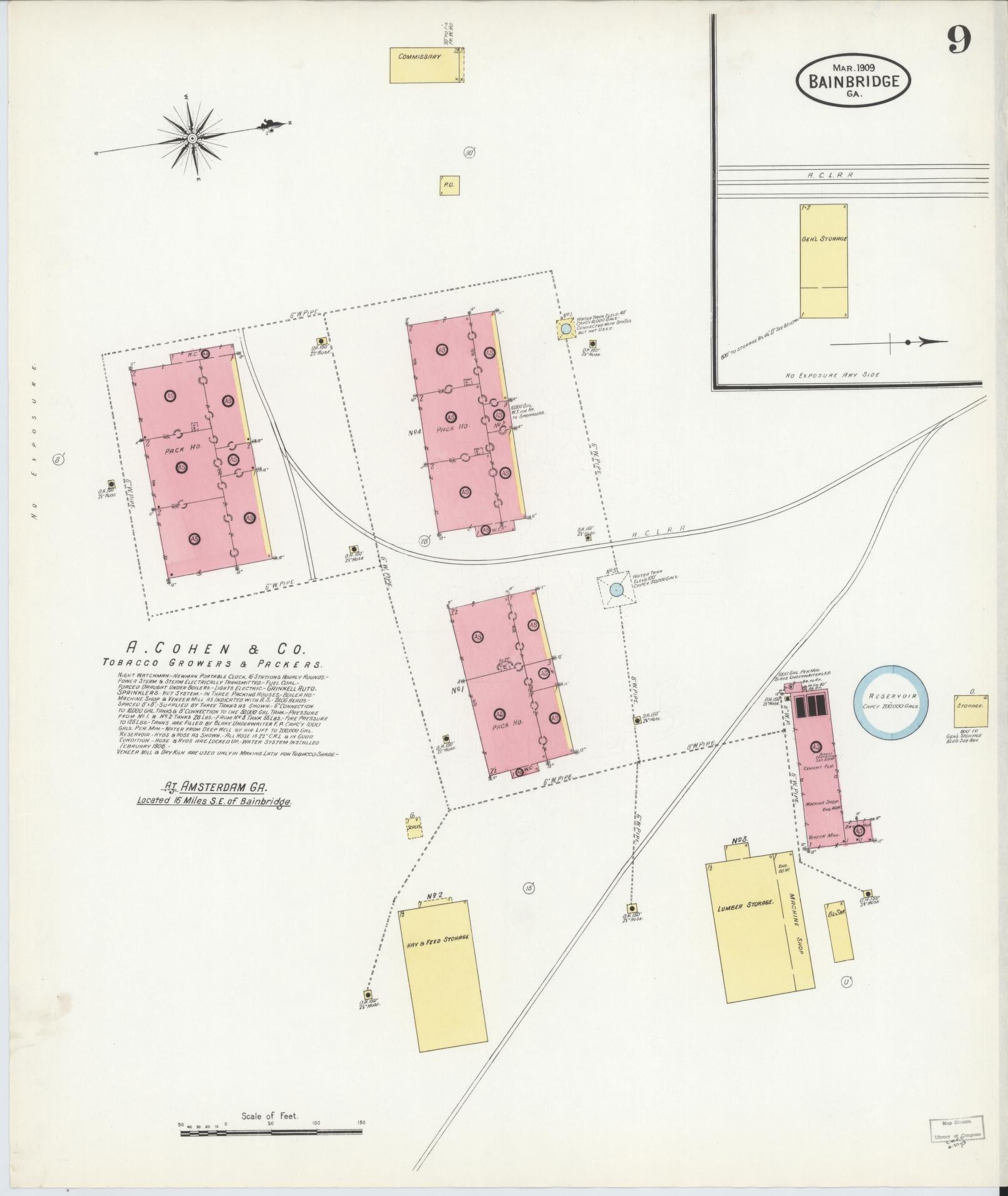 Sanborn Fire Insurance Map from Bainbridge, Decatur County, Georgia (1909), Sheet #0009 - Complete Map Set gallery image, historic Sanborn map, vintage wall art, Georgia Georgia