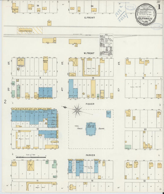 Sanborn Fire Insurance Map from Goldthwaite, Mills County, Texas (1898), Sheet #0001 - Complete Map Set gallery image, historic Sanborn map, vintage wall art, Texas Texas
