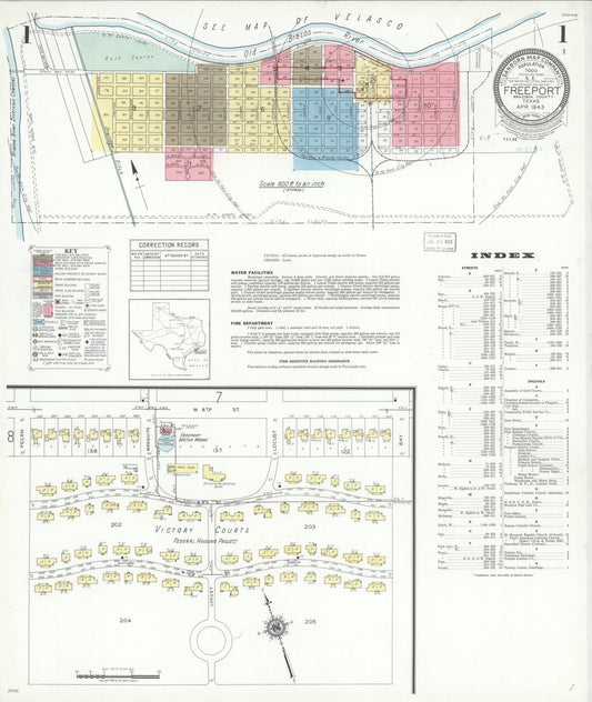 Sanborn Fire Insurance Map from Freeport, Brazoria County, Texas (1943), Sheet #0001 - Complete Map Set gallery image, historic Sanborn map, vintage wall art, Texas Texas