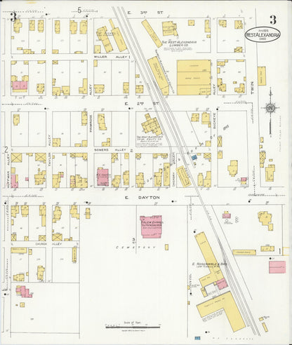 Sanborn Fire Insurance Map from West Alexandria, Preble County, Ohio (1926), Sheet #0003 - Historic Sanborn Fire Insurance Map Print, vintage old map wall art, antique decor, genealogy gift, Ohio Ohio map