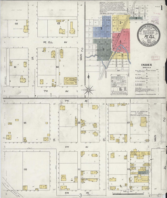Sanborn Fire Insurance Map from Pe Ell, Lewis County, Washington (1909), Sheet #0001 - Complete Map Set gallery image, historic Sanborn map, vintage wall art, Washington Washington