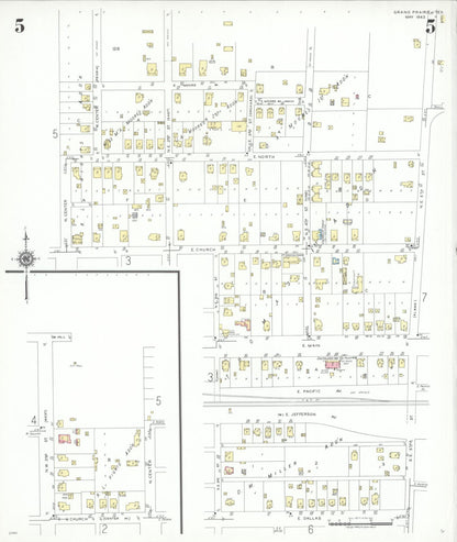 Sanborn Fire Insurance Map from Grand Prairie, Dallas County, Texas (1943), Sheet #0005 - Complete Map Set gallery image, historic Sanborn map, vintage wall art, Texas Texas