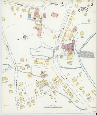Sanborn Fire Insurance Map from Philmont, Columbia County, New York (1904), Sheet #0003 - Historic Sanborn Fire Insurance Map Print, vintage old map wall art, antique decor, genealogy gift, New York New York map