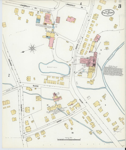 Sanborn Fire Insurance Map from Philmont, Columbia County, New York (1904), Sheet #0003 - Historic Sanborn Fire Insurance Map Print, vintage old map wall art, antique decor, genealogy gift, New York New York map