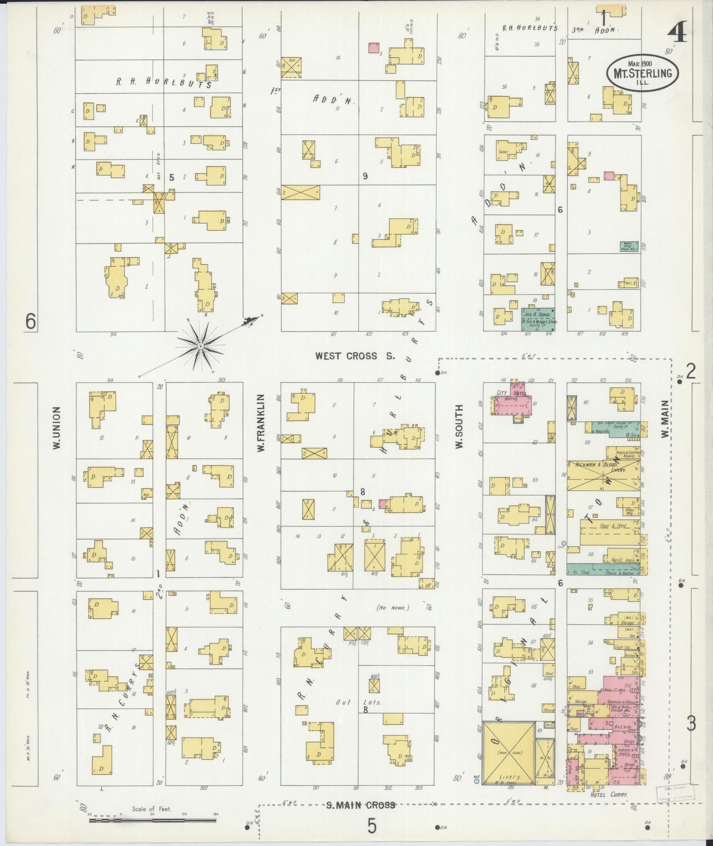 Sanborn Fire Insurance Map from Mount Sterling, Brown County, Illinois (1900), Sheet #0004 - Complete Map Set gallery image, historic Sanborn map, vintage wall art, Illinois Illinois