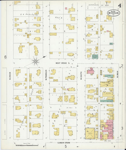 Sanborn Fire Insurance Map from Mount Sterling, Brown County, Illinois (1900), Sheet #0004 - Complete Map Set gallery image, historic Sanborn map, vintage wall art, Illinois Illinois