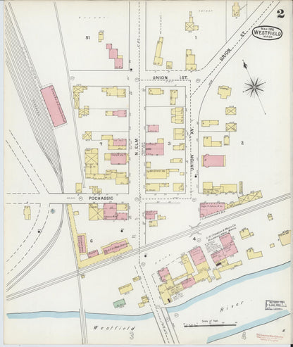 Sanborn Fire Insurance Map from Westfield, Hampden County, Massachusetts (1895), Sheet #0002 - Complete Map Set gallery image, historic Sanborn map, vintage wall art, Massachusetts Massachusetts