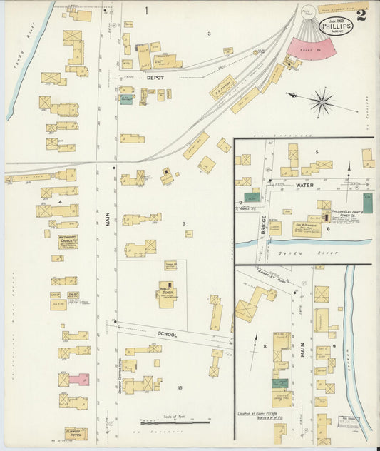 Sanborn Fire Insurance Map from Phillips, Franklin County, Maine (1909), Sheet #0002 - Historic Sanborn Fire Insurance Map Print, vintage old map wall art, antique decor, genealogy gift, Maine Maine map