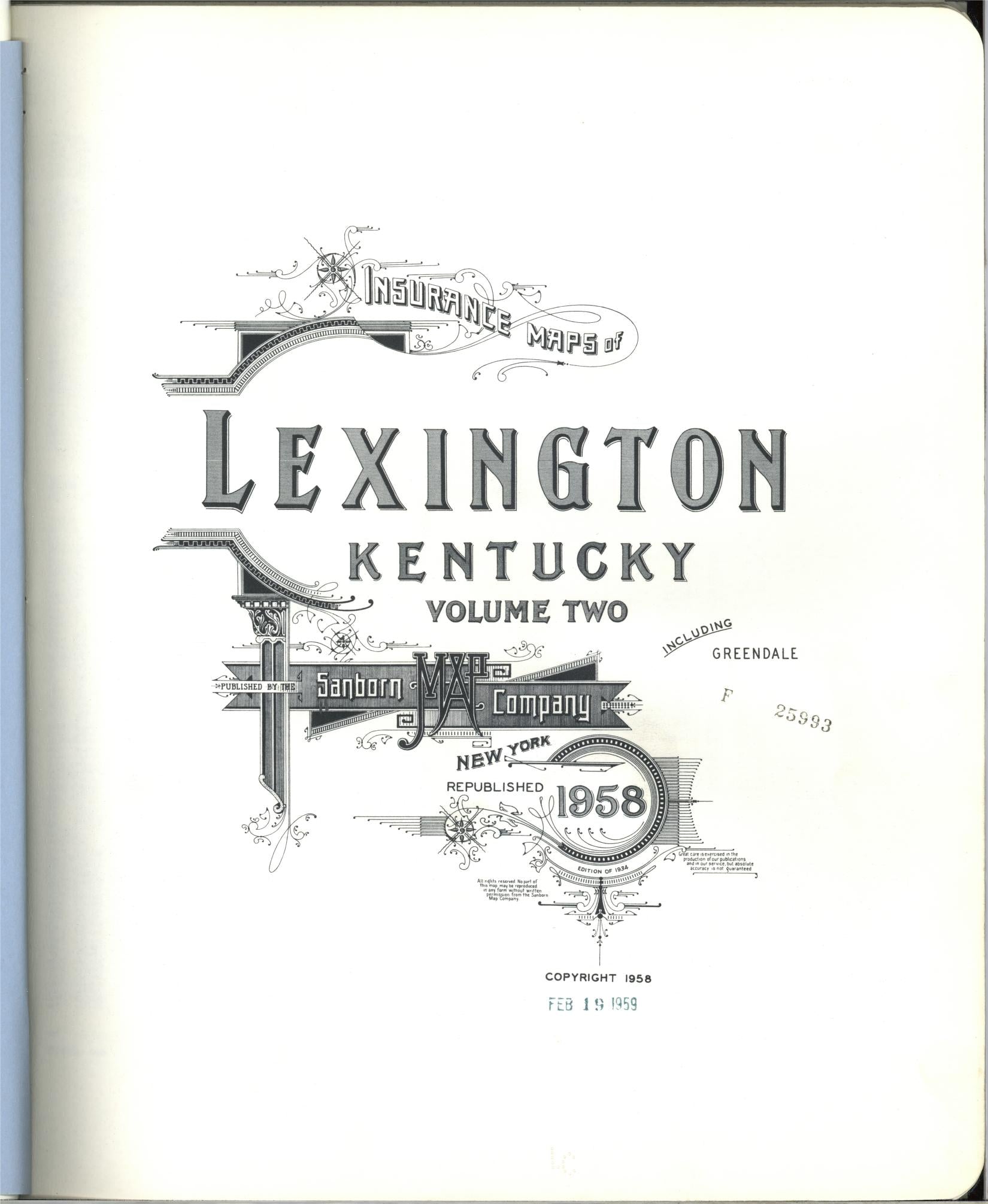 Sanborn Fire Insurance Map from Lexington, Fayette County, Kentucky (1958), Sheet #0001 - Complete Map Set gallery image, historic Sanborn map, vintage wall art, Kentucky Kentucky