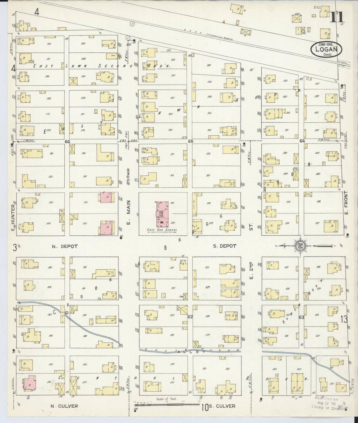 Sanborn Fire Insurance Map from Logan, Hocking County, Ohio (1914), Sheet #0011 - Historic Sanborn Fire Insurance Map Print, vintage old map wall art, antique decor, genealogy gift, Ohio Ohio map