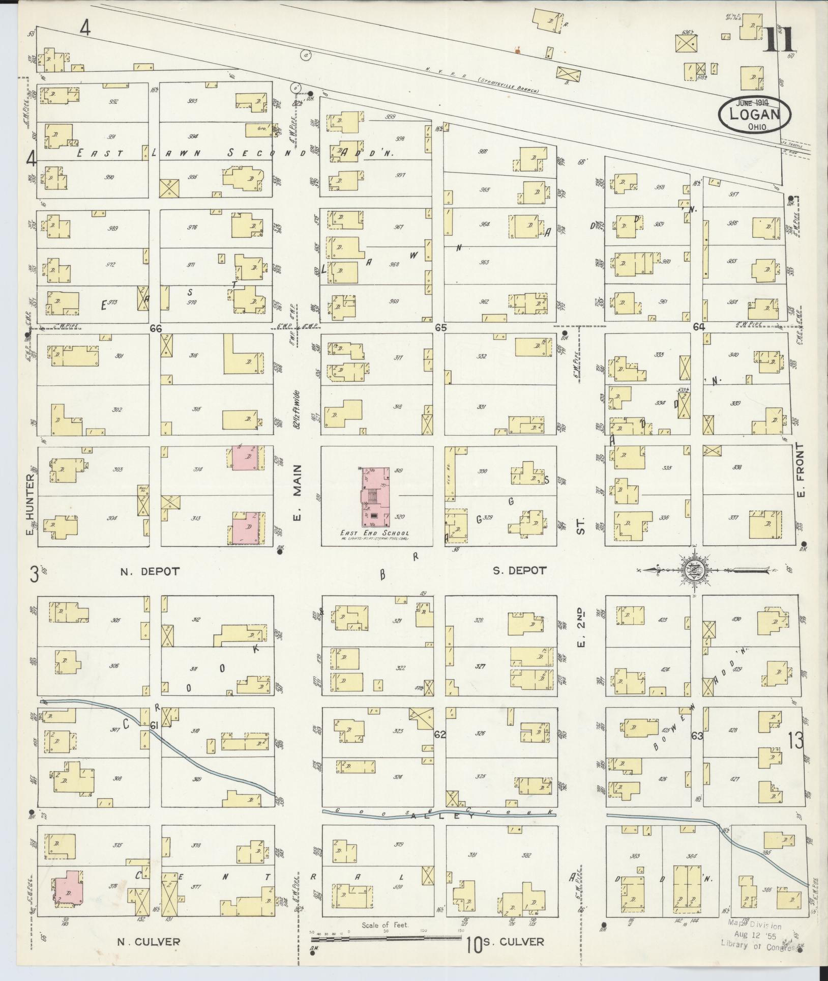 Sanborn Fire Insurance Map from Logan, Hocking County, Ohio (1914), Sheet #0011 - Historic Sanborn Fire Insurance Map Print, vintage old map wall art, antique decor, genealogy gift, Ohio Ohio map