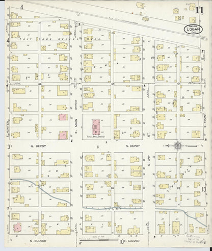 Sanborn Fire Insurance Map from Logan, Hocking County, Ohio (1914), Sheet #0011 - Historic Sanborn Fire Insurance Map Print, vintage old map wall art, antique decor, genealogy gift, Ohio Ohio map