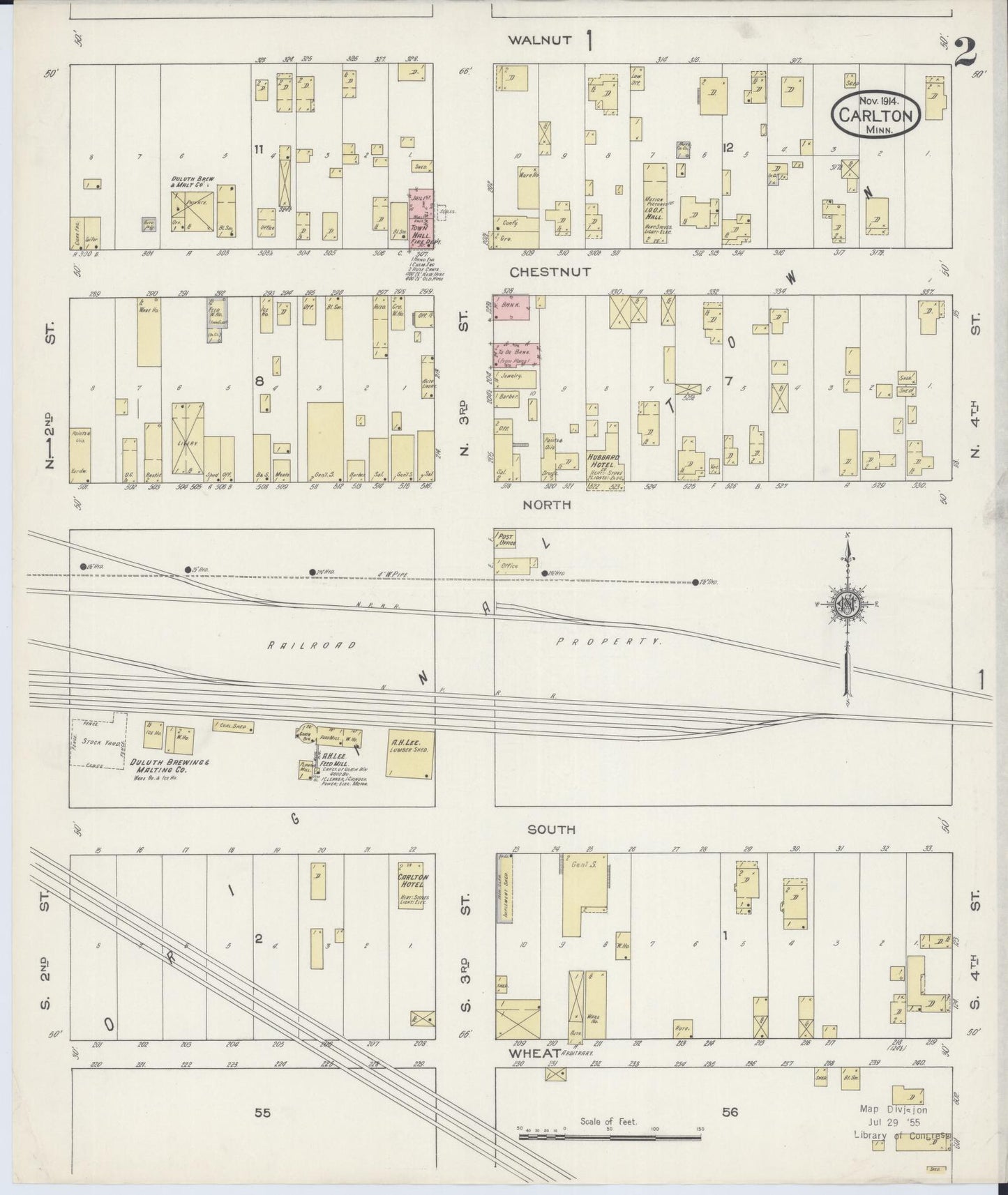 Sanborn Fire Insurance Map from Carlton, Carlton County, Minnesota (1914), Sheet #0002 - Complete Map Set gallery image, historic Sanborn map, vintage wall art, Minnesota Minnesota