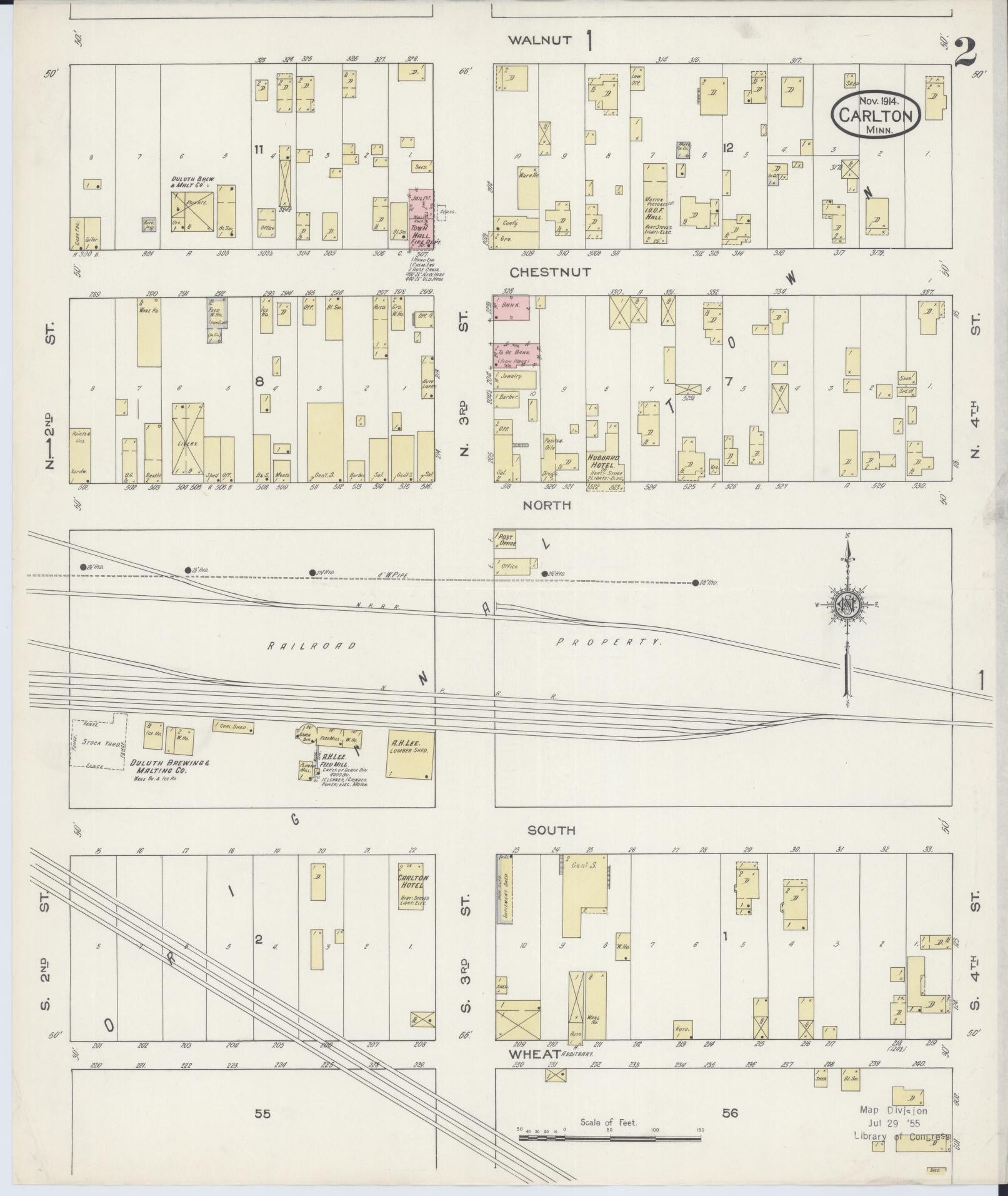 Sanborn Fire Insurance Map from Carlton, Carlton County, Minnesota (1914), Sheet #0002 - Complete Map Set gallery image, historic Sanborn map, vintage wall art, Minnesota Minnesota