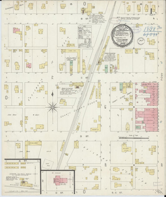 Sanborn Fire Insurance Map from Chrisman, Edgar County, Illinois (1898), Sheet #0001 - Historic Sanborn Fire Insurance Map Print, vintage old map wall art, antique decor, genealogy gift, Illinois Illinois map
