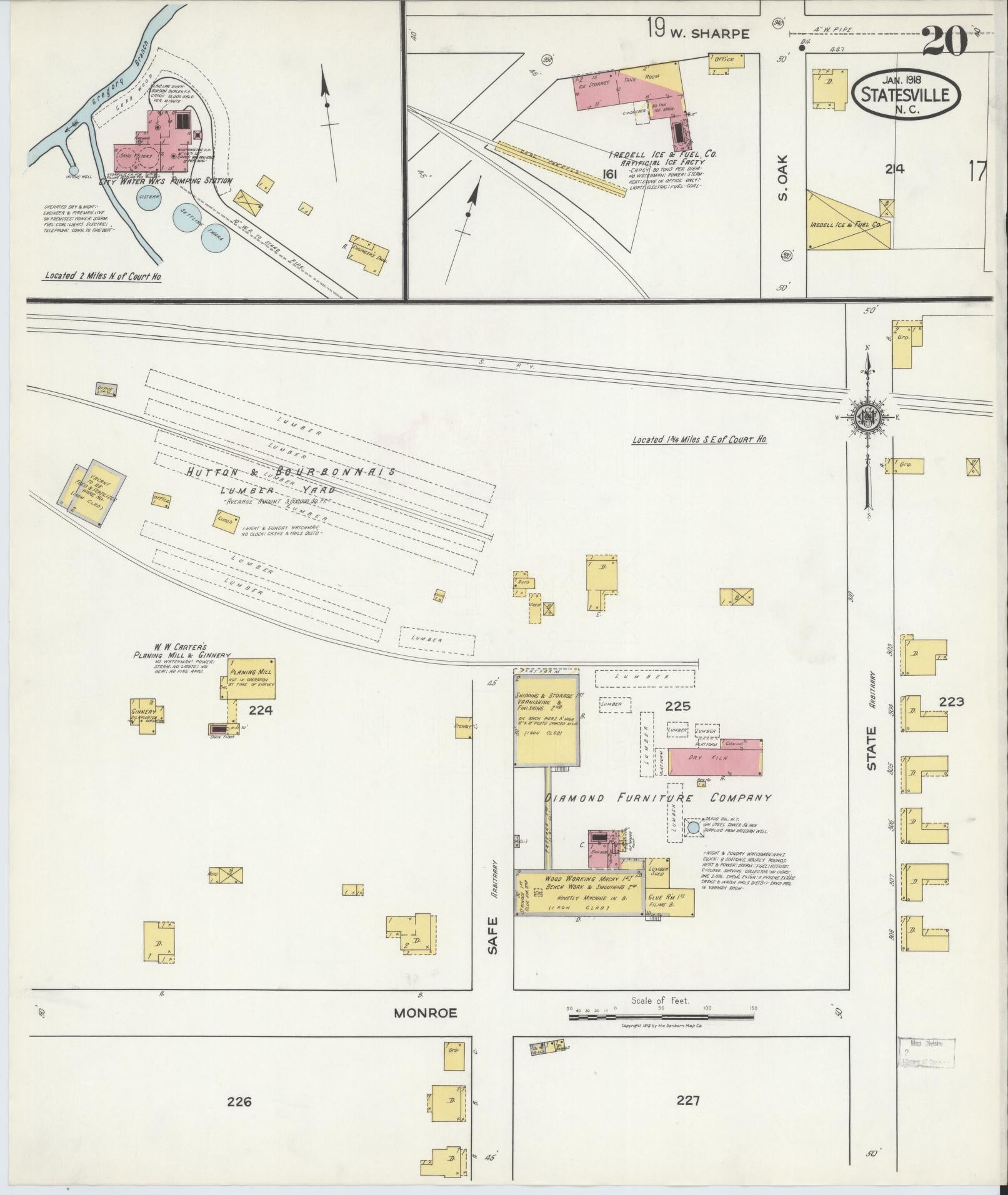 Sanborn Fire Insurance Map from Statesville, Iredell County, North Carolina (1918), Sheet #0020 - Complete Map Set gallery image, historic Sanborn map, vintage wall art, North Carolina North Carolina