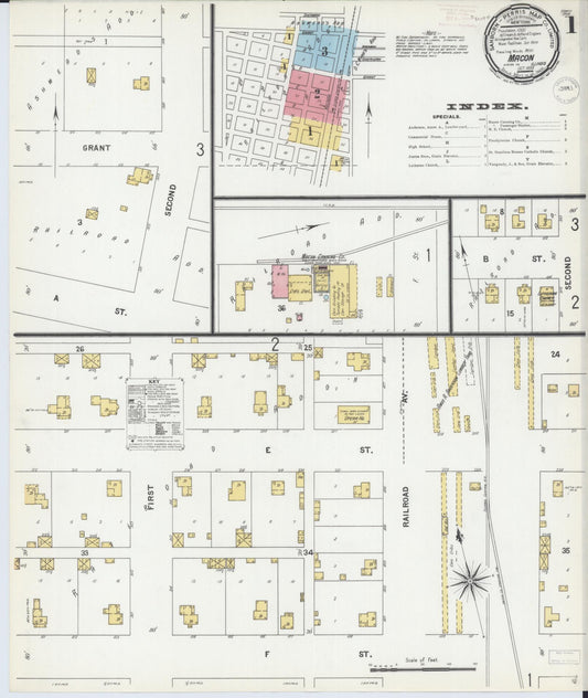 Sanborn Fire Insurance Map from Macon, Macon County, Illinois (1899), Sheet #0001 - Complete Map Set gallery image, historic Sanborn map, vintage wall art, Illinois Illinois