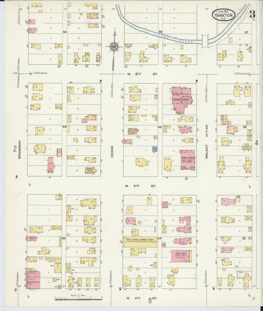 Sanborn Fire Insurance Map from Yankton, Yankton County, South Dakota (1912), Sheet #0003 - Historic Sanborn Fire Insurance Map Print, vintage old map wall art, antique decor, genealogy gift, South Dakota South Dakota map