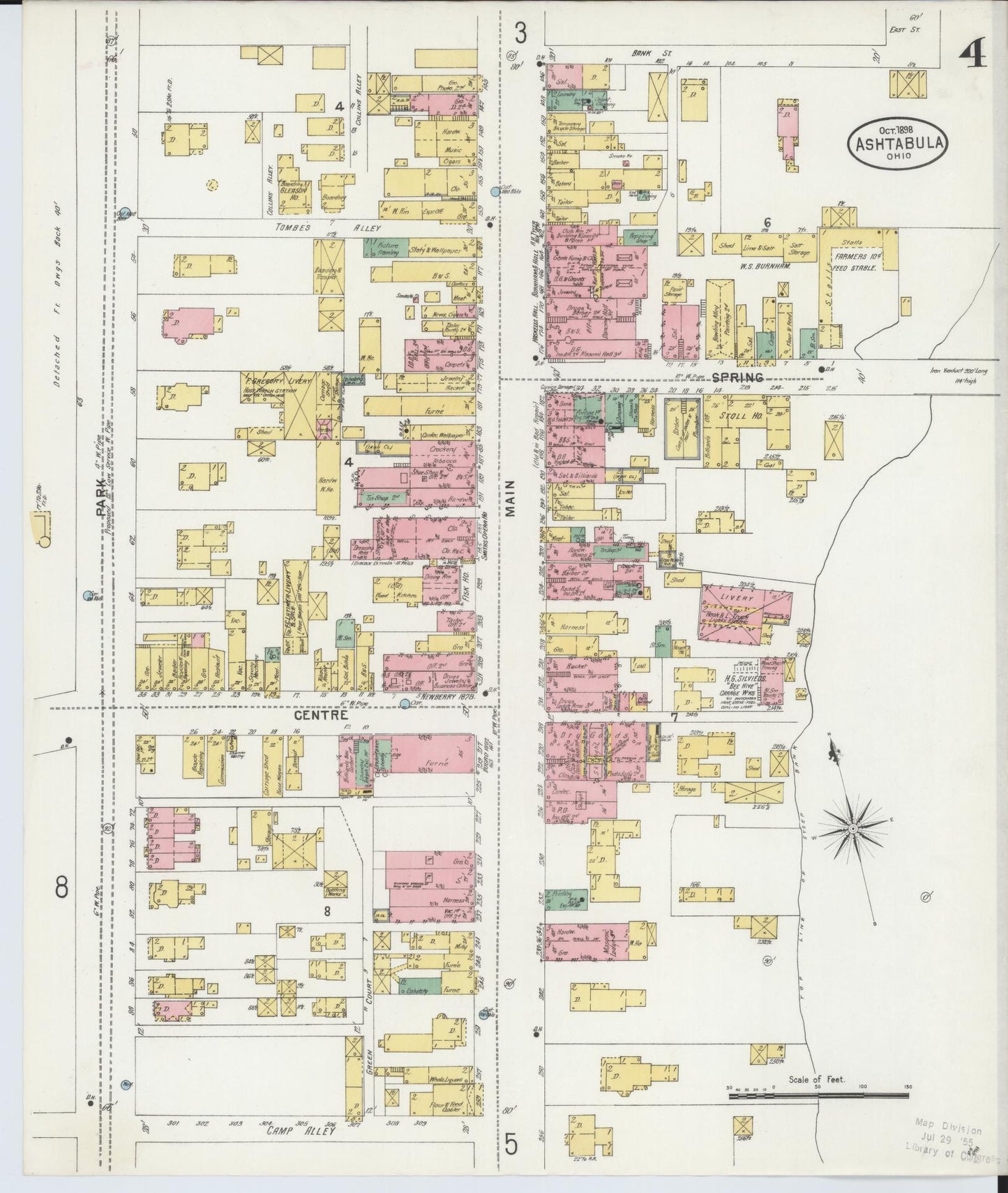 Sanborn Fire Insurance Map from Ashtabula, Ashtabula County, Ohio (1898), Sheet #0004 - Complete Map Set gallery image, historic Sanborn map, vintage wall art, Ohio Ohio