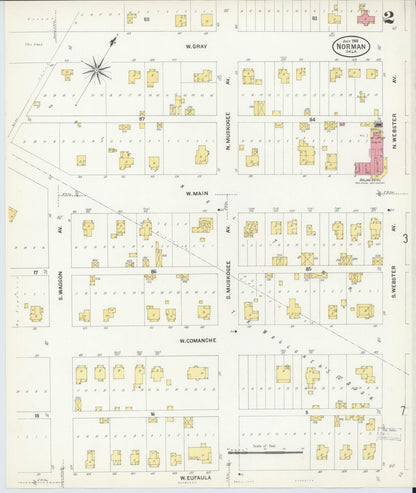 Sanborn Fire Insurance Map from Norman, Cleveland County, Oklahoma (1908), Sheet #0002 - Complete Map Set gallery image, historic Sanborn map, vintage wall art, Oklahoma Oklahoma