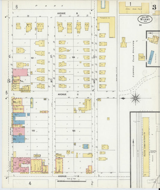 Sanborn Fire Insurance Map from Miami, Dade County, Florida (1903), Sheet #0003 - Historic Sanborn Fire Insurance Map Print, vintage old map wall art, antique decor, genealogy gift, Florida Florida map