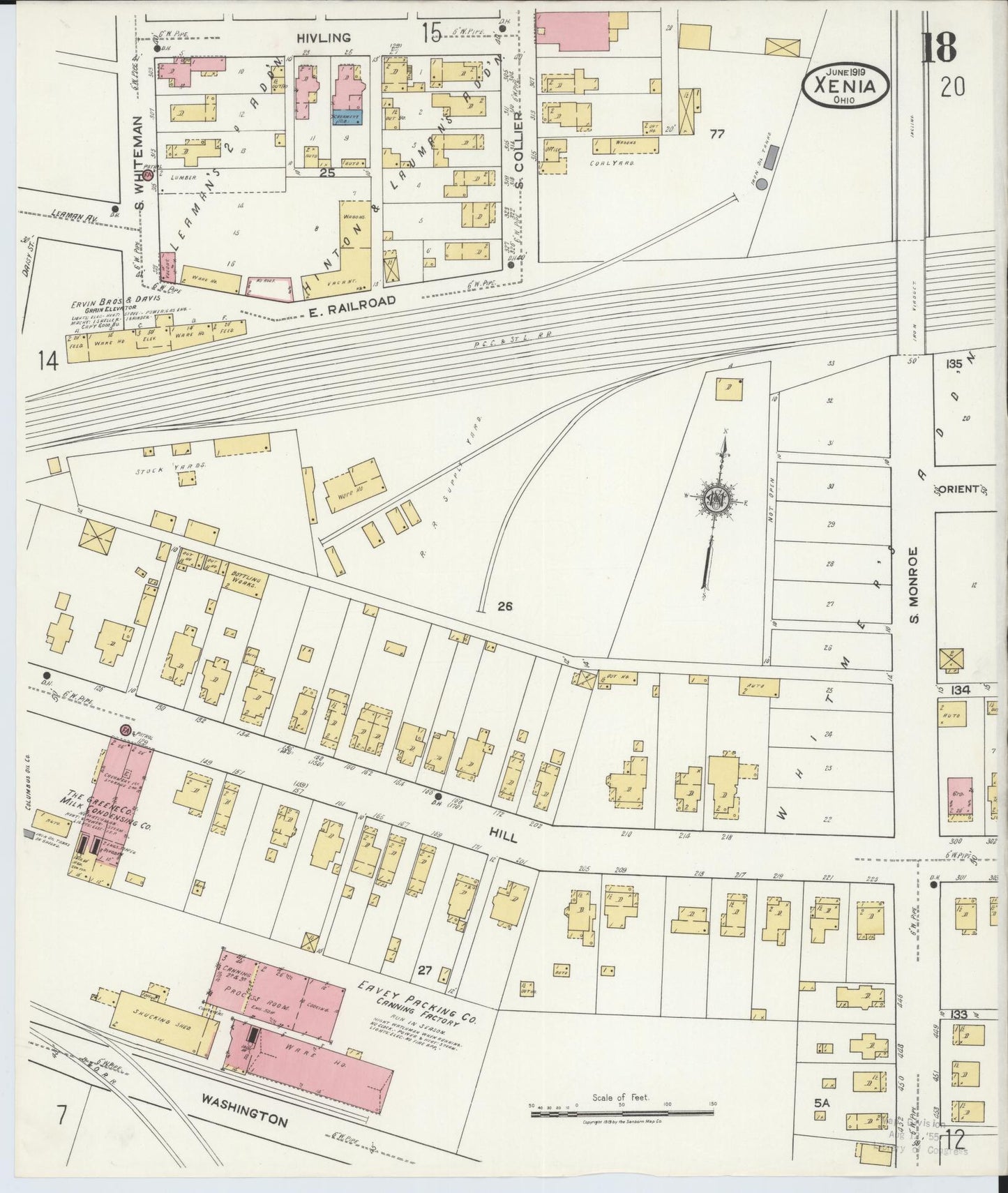 Sanborn Fire Insurance Map from Xenia, Greene County, Ohio (1919), Sheet #0018 - Complete Map Set gallery image, historic Sanborn map, vintage wall art, Ohio Ohio