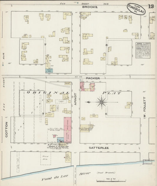 Sanborn Fire Insurance Map from Fond du Lac, Fond du Lac County, Wisconsin (1884), Sheet #0013 - Historic Sanborn Fire Insurance Map Print, vintage old map wall art, antique decor, genealogy gift, Wisconsin Wisconsin map