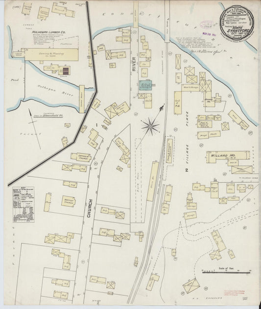 Sanborn Fire Insurance Map from North Stratford, Coos County, New Hampshire (1887), Sheet #0001 - Historic Sanborn Fire Insurance Map Print, vintage old map wall art, antique decor, genealogy gift, New Hampshire New Hampshire map