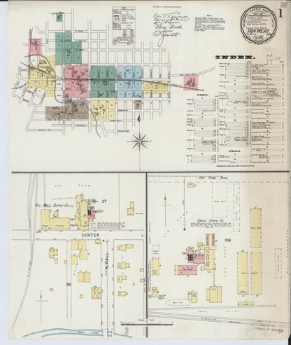 Sanborn Fire Insurance Map from Van Wert, Van Wert County, Ohio (1895), Sheet #0001 - Historic Sanborn Fire Insurance Map Print, vintage old map wall art, antique decor, genealogy gift, Ohio Ohio map