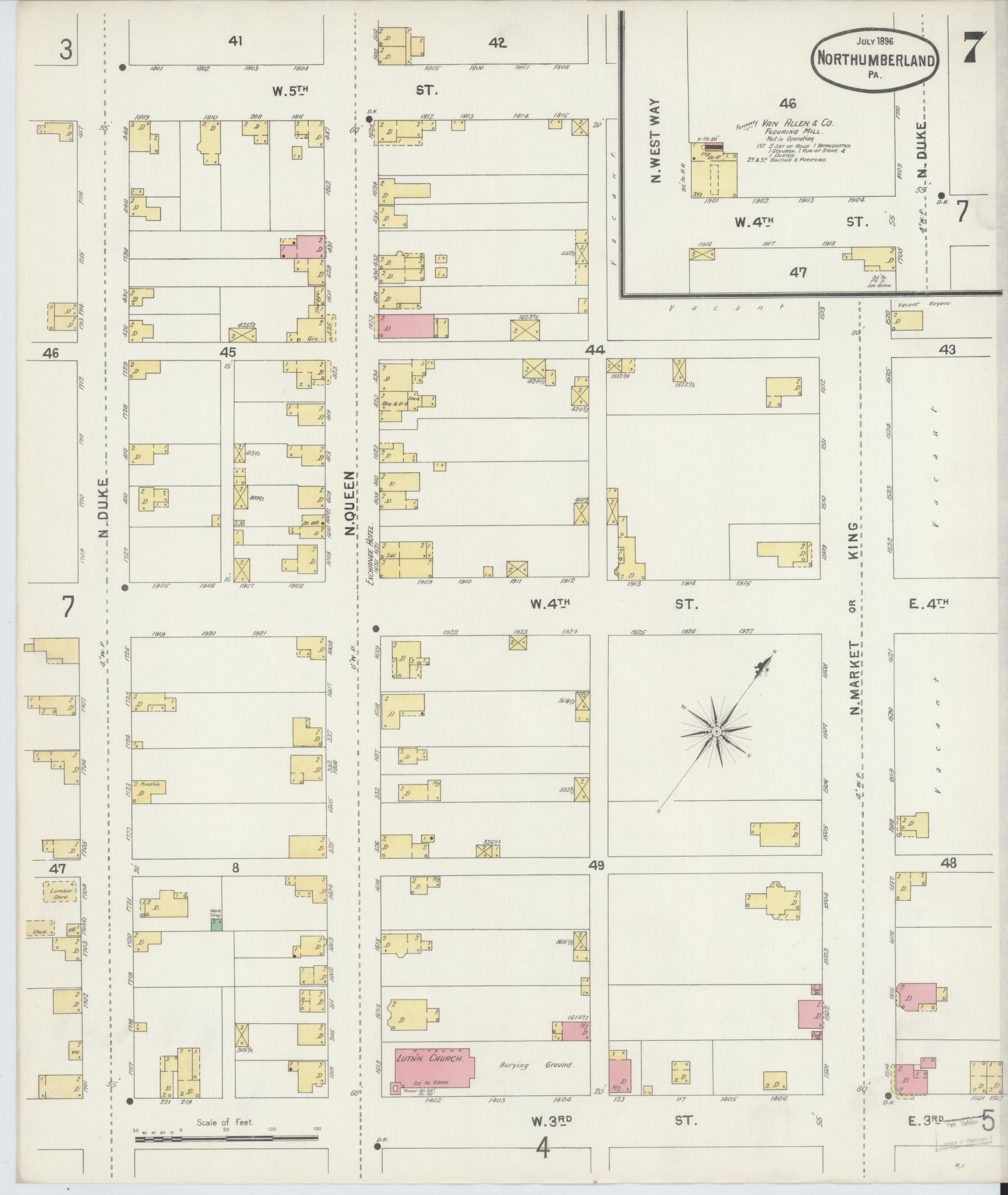 Sanborn Fire Insurance Map from Northumberland, Northumberland County, Pennsylvania (1896), Sheet #0007 - Complete Map Set gallery image, historic Sanborn map, vintage wall art, Pennsylvania Pennsylvania