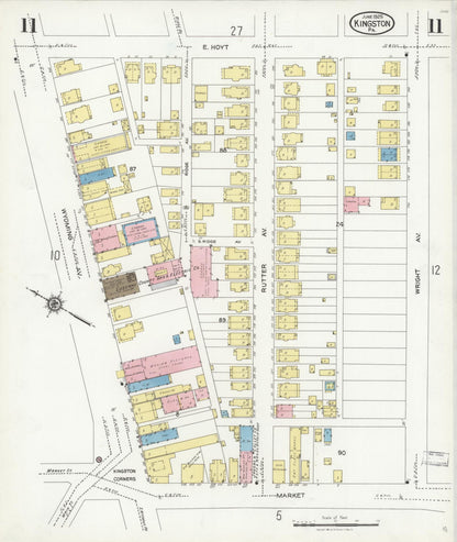 Sanborn Fire Insurance Map from Kingston, Luzerne County, Pennsylvania (1925), Sheet #0011 - Historic Sanborn Fire Insurance Map Print, vintage old map wall art, antique decor, genealogy gift, Pennsylvania Pennsylvania map