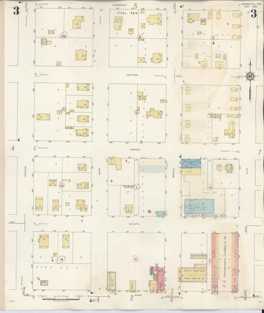 Sanborn Fire Insurance Map from Henrietta, Clay County, Texas (1944), Sheet #0003 - Historic Sanborn Fire Insurance Map Print, vintage old map wall art, antique decor, genealogy gift, Texas Texas map