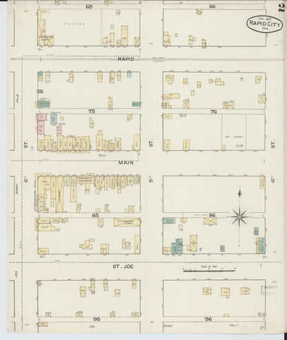 Sanborn Fire Insurance Map from Rapid City, Pennington County, South Dakota (1887), Sheet #0002 - Complete Map Set gallery image, historic Sanborn map, vintage wall art, South Dakota South Dakota
