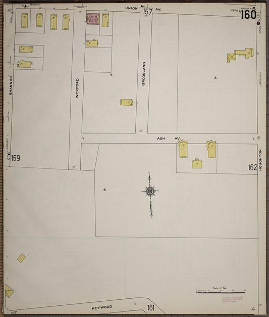 Sanborn Fire Insurance Map from Worcester, Worcester County, Massachusetts (1910), Sheet #0160 - Historic Sanborn Fire Insurance Map Print, vintage old map wall art, antique decor, genealogy gift, Massachusetts Massachusetts map