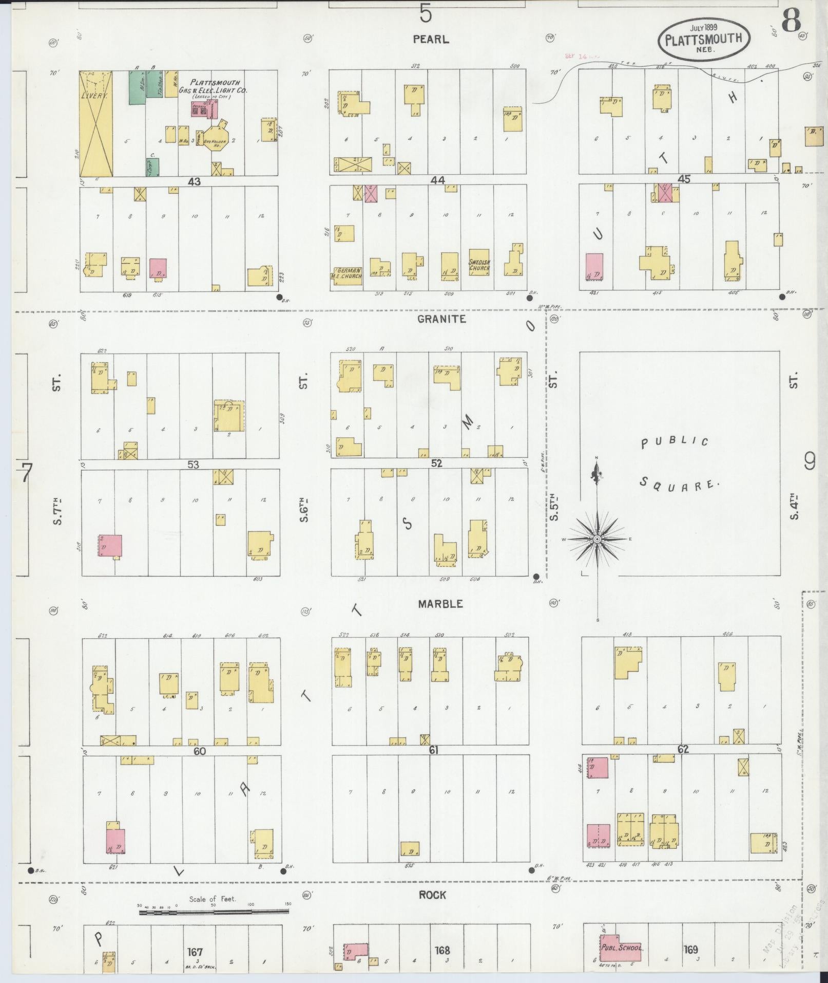 Sanborn Fire Insurance Map from Plattsmouth, Cass County, Nebraska (1899), Sheet #0008 - Complete Map Set gallery image, historic Sanborn map, vintage wall art, Nebraska Nebraska
